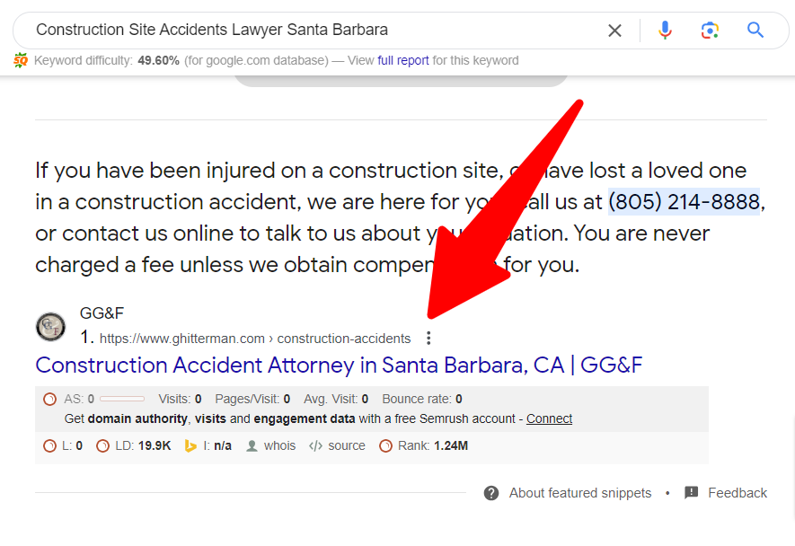 Construction Site Accident Lawyer on Google Search