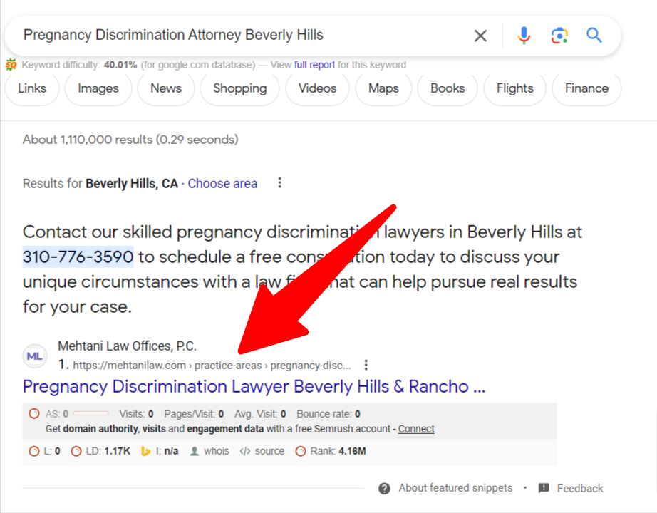 Pregnancy Discrimination Lawyer on Google Search