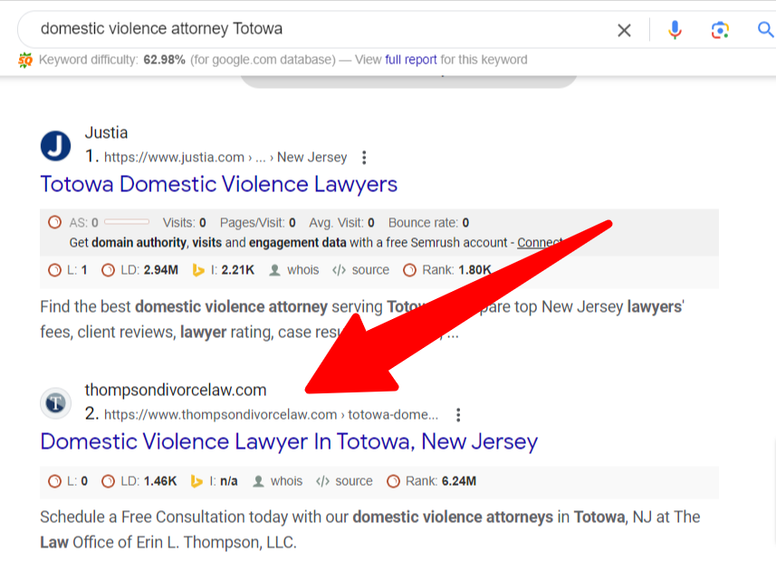 Domestic Violence Lawyer on Google Search