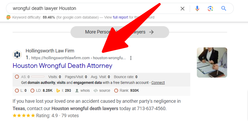 Wrongful Death Lawyer on Google Search